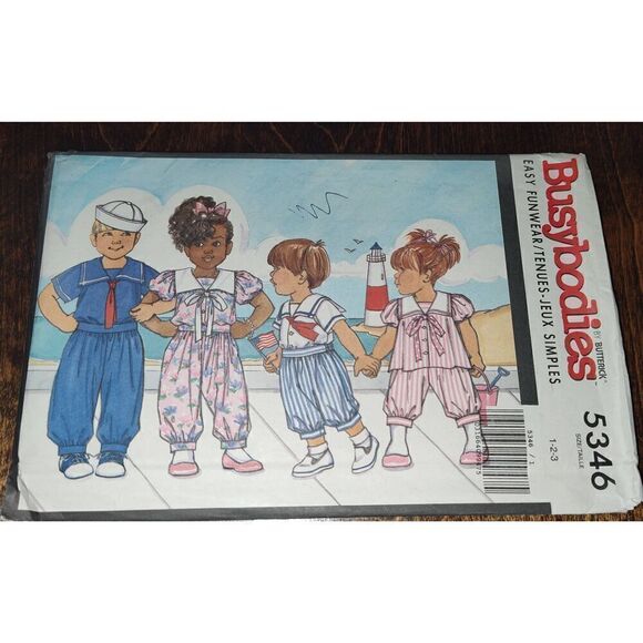 Butterick 5346 Child Top Pants Girl Boy Toddler Sewing Pattern sz 1 2 3 UNCUT - Picture 1 of 3